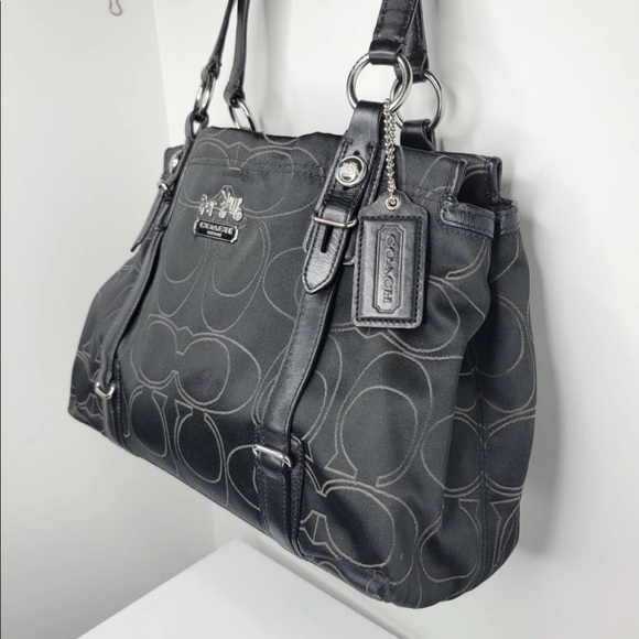 Coach Black Mia Signature “C” Outlined Pattern Satchel 15402